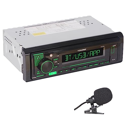 RDS Radio de Coche 1 DIN Brillo automático Bluetooth Car Estereo con LCD Pantalla Am/FM Radio MP3 Player USB SD Aux Port Micrófono Incorporado, Llamadas de Manos Libres, Control de Aplicaciones