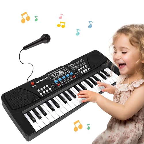 Teclado de Piano portatil, 37 Teclas Juguete de Música Multifuncional Teclado Electrónico Piano con Micrófono Regalo Educativo para Principiantes de Niños Niña Bebés