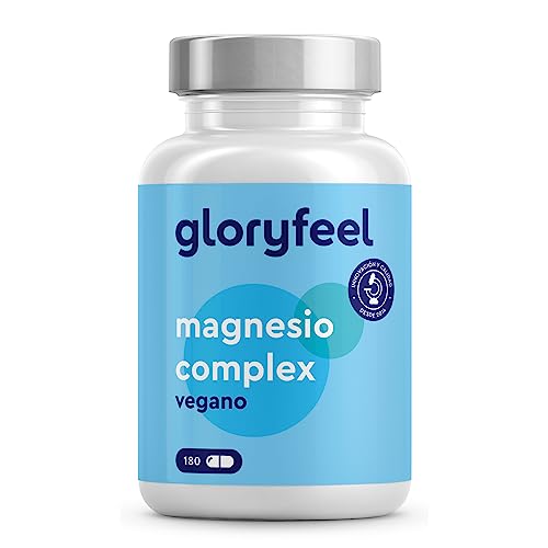 Magnesio elemental Complex - 180 Cápsulas Veganas - 5 Compuestos: Dicitrato de tri-magnesio, Óxido, Bisglicinato, Malato y Ascorbato de magnesio - 250mg por dosis diaria