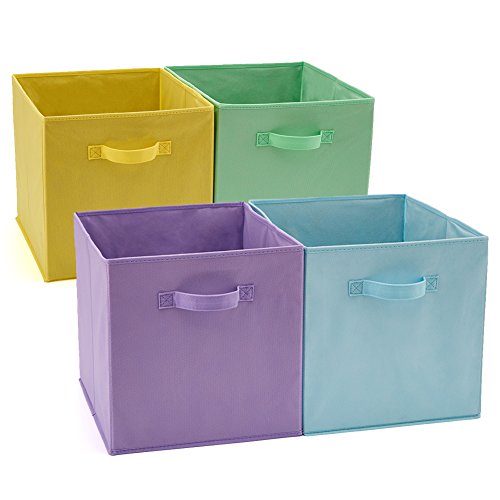 EZOWare Caja de Almacenaje x 4 unidades, Almacenaje Juguetes, Caja para Ropa (33 x 37 x 33 cm) (Colores variados)