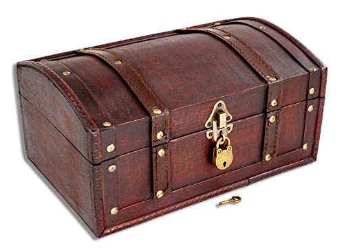 Brynnberg Caja de madera Flanders 30x20x15cm - Cofre del tesoro pirata de estilo vintage - Hecha a mano - Diseño retro - joyero - con candado