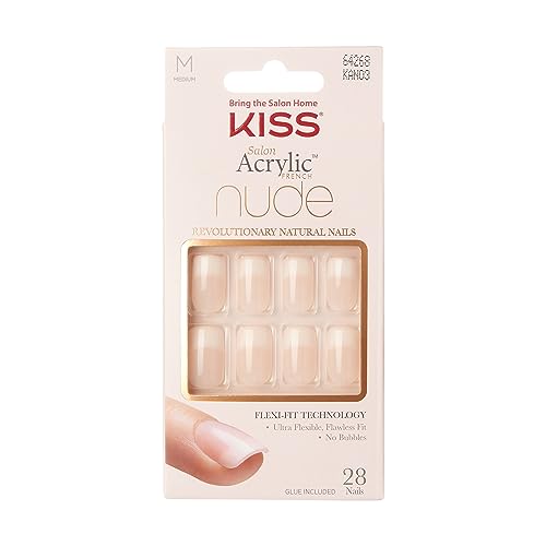 KISS 1-kan03c Salon Acrílico Nude Francesa, color Francesa, 28 Unidad