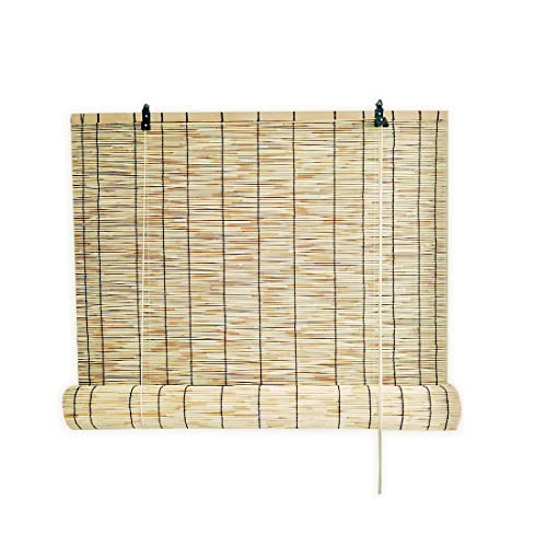 Acomoda Textil – Estor Enrollable de Bambú para Puertas y Ventanas. Persiana Ajustable Opaca de Ocultación Decorativa, Cortina Regulable de Temperatura y Luz en Interior y Exterior. (80x160 cm)