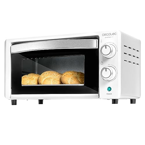 Cecotec Horno de sobremesa Bake&Toast 1090 White, 10 L, 1000 W, Temporizador 60min, Temperatura regulable hasta 230ºC, Bandeja para hornear, parrilla y pinzas.