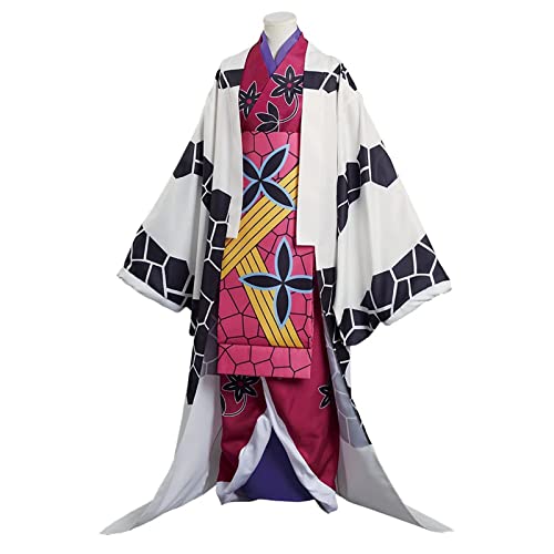 JSIHENA Kimono Japones Mujer Traje De Cosplay De Anime para Halloween, Demon Slayer Cosplay Costume of Daki (だ き),Blanco,XXL