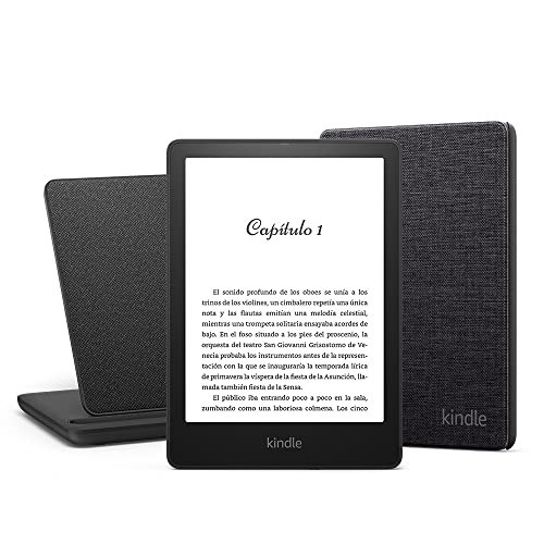 Kindle Paperwhite Signature Essentials Bundle con Kindle Paperwhite Signature Edition (32 GB, sin publicidad), Funda de Tela de Amazon y Base de Carga Inalámbrica Made for Amazon