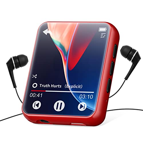 32GB Reproductor MP3 Bluetooth 5.0, HiFi Reproductor de Música con Pantalla Táctil Completa, Line-in Grabación de Voz, Altavoz Interno, Radio FM, Estuche de Metal, Soporte hasta 128 GB Tarjeta