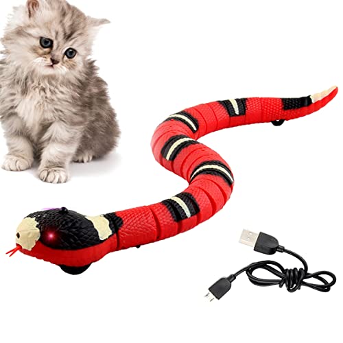 Serpiente Juguetes para Gatos, XiXiRan Serpiente Falsa Eléctrica, Juguete Interactivo de Serpiente Falsa Inteligente, Juego de Serpiente para Gato, Serpiente de Juguete Recargable USB