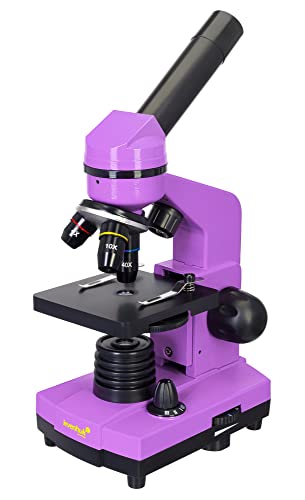 Microscopio Escolar Levenhuk Rainbow 2L Amethyst/Amatista para Niños, con Kit de Experimentos, Iluminación Superior e Inferior por LED para Observar Toda Clase de Muestras