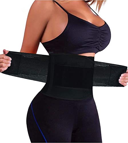 YIANNA Mujer Faja Reductora Abdominal Lumbar Fajas Reductoras Abdomen Cintura Adjustable para Deporte Fitness Negro,8003 Size S
