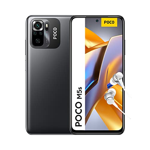 POCO M5s - Smartphone de 4+64GB, Pantalla de 6.43” FHD+ AMOLED DotDisplay, MediaTek Helio G95, Cuádruple cámara de 64MP con IA, 5000mAh, NFC, Gris (Versión ES + 3 años de garantía) sin cargador
