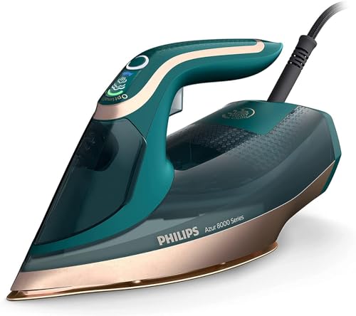 Philips Azur Serie 8000 Plancha De Vapor - 70 g/min De Vapor Continuo, 240 g De Impulso De Vapor Turbo, 3000 W De Potencia, Tecnología OptimalTEMP, Verde Ópalo (DST8030/70)