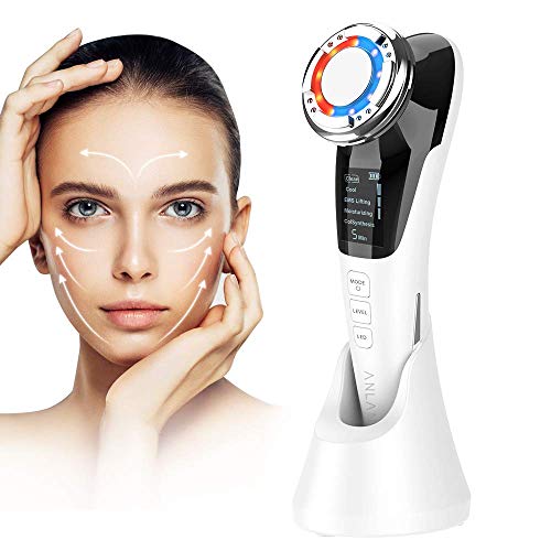 ANLAN Masajeador Facial Instrumento Multifuncional con Frío Calor Roja y Azul para Antiarrugas, Anti-envejecimiento, Limpieza Profunda, Cuidado Facial