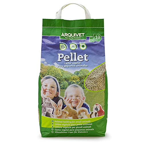 Arquivet Pellet - Lecho higiénico natural, vegetal, orgánico para gatos y pequeños mamíferos roedores, No Aplica, 10 L