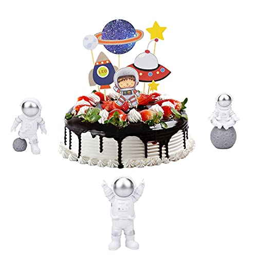 10 Piezas Decoración de Pasteles de Astronauta, Cumpleaños Decoración de La Torta, para La Decoración de Pastel de Cumpleaños, Adorno de Escritorio
