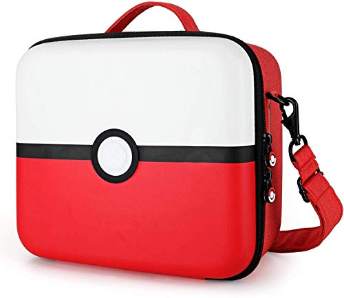 Funda de Transporte para Switch & Switch OLED, Pokémon Pokeball Diseño, Case Rígida de Protector Estuche de Almacenamiento para Switch Console y Accesorios (Rojo & Blanco)