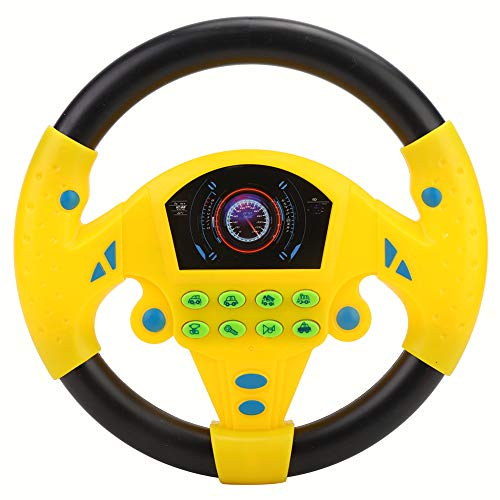 Juguete de volante para niños, Volante de simulación de juguete con luz y sonido de conducción Juguetes educativos para infancia(Amarillo)