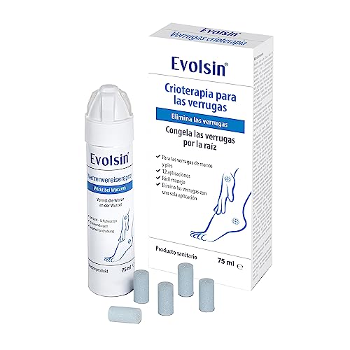 Evolsin® spray congelador de verrugas para verrugas comunes y verrugas plantares I congelación de verrugas higiénica y segura I efecto clínicamente confirmado I remedio para verrugas + 12 aplicadores
