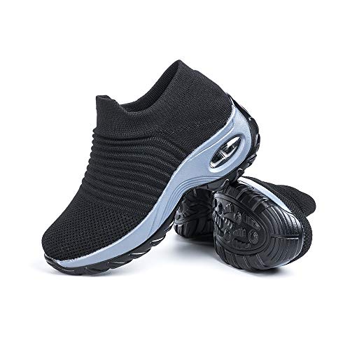 Zapatillas Deportivas de Mujer Zapatos Running Fitness Gym Outdoor Sneaker Casual Mesh Transpirable Comodas Calzado Negro Talla 43
