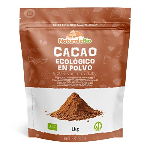 Cacao Ecológico en Polvo 1 Kg. Organic. Bio, Natural y Puro producido a partir de Granos de Cacao Crudo. Cultivado en Perú de la planta Theobroma Cacao.