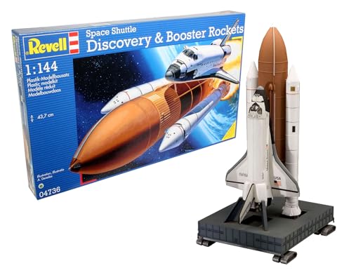 Revell- Discovery + Booster Rockets Maqueta Transbordador Espacial, Color Multicolor (Wolf Grey/Pure Platinum/White 010), 38.5 EU (04736)