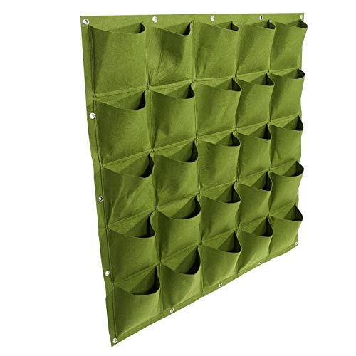 PULUSI - Maceta vertical con múltiples bolsillos para plantas de pared, para interior y exterior, color verde