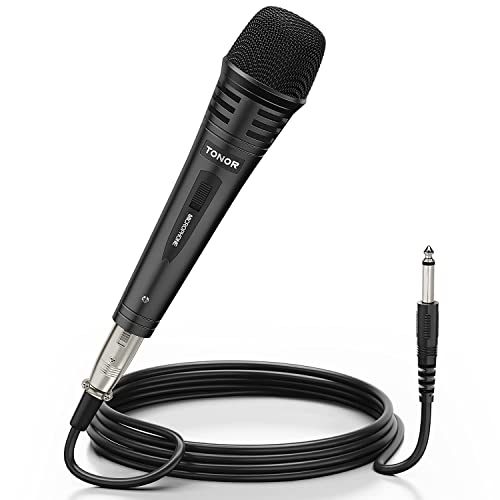 TONOR Micrófono dinámico de Karaoke para Cantar con Cable XLR de 5 m, micrófono de Mano de Metal Compatible con máquina de Karaoke, Altavoz/Amplificador/Mezclador para Cantar Karaoke, Habla, Boda