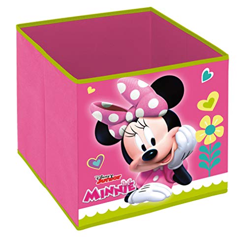Superdiver Cubo Organizador Plegable de Tela Disney Minnie Mouse para Niña - Caja de Almacenaje para Juguetes Compatible con Kallax de IKEA para Dormitorio Infantil - 31x31x31 cm