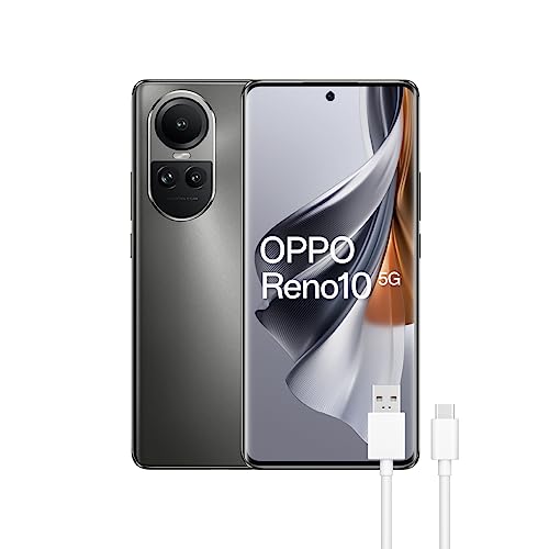 OPPO Reno10 5G - Smartphone Libre, 8GB+256GB, Pantalla AMOLED 6.7', Cámara 64+8+32 MP, Android, Batería 5000mAh, Carga Rápida 67W - Gris