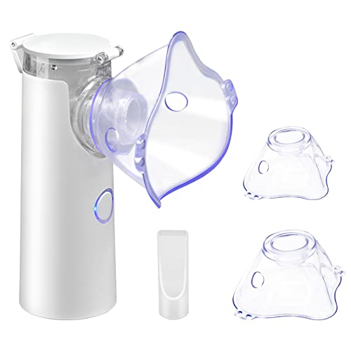 Wholede Nebulizador Inhalador Portatil Ultrasónico Vaporizador Eléctrico Mini Atomizador Ruido Bajo Silencioso con Boquilla y 2 Mascarillas para Niños Bebe Adultos