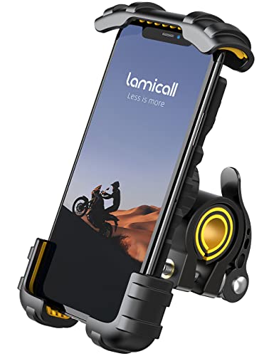 Soporte Movil Bicicleta, Lamicall Soporte Motocicleta - Rotación 360° Soporte Manillar para iPhone 13 Pro Max, 12 Pro Max, Mini, 11, XS Max XR X 8 7 6S, Samsung S10 S9 S8, Huawei, 4.7-6.8' Smartphones