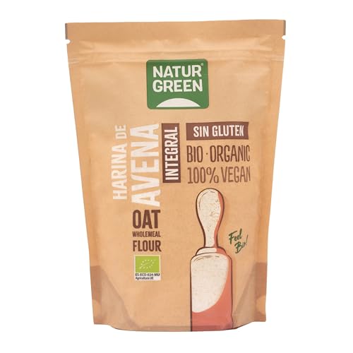 NaturGreen - Harina de Avena Integral, Granos de Avena Molidos, Ecológico, Condimento Bio, 100% Vegano - 500 g