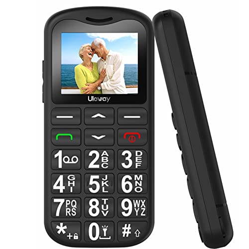 uleway Teléfono Móvil G180 para Personas Mayores, Dual SIM Telefono Móvil Basico con Teclas Grandes, Alto Volumen, FM Radio, LinternaBotón SOS, Fácil de Usar Senior Teléfonos (Negro-)