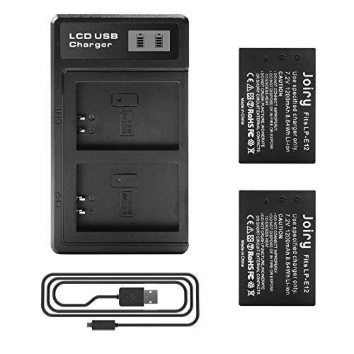 2 X LP-E12 Batería de Repuesto y LCD Cargador Dual Compatible con Canon EOS M100, Rebel SL1, EOS 100D, EOS M, EOS M2, EOS M10 Digital Camera