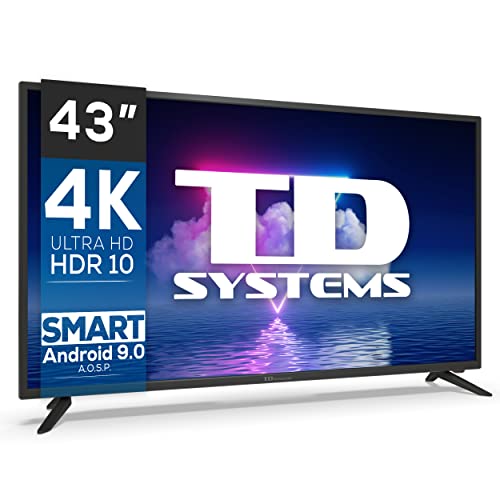 TD Systems Smart TV 43 Pulgadas 4K HDR10 - Televisores 3 años de garantía, Android, 3X HDMI, 2X USB K43DLG12US