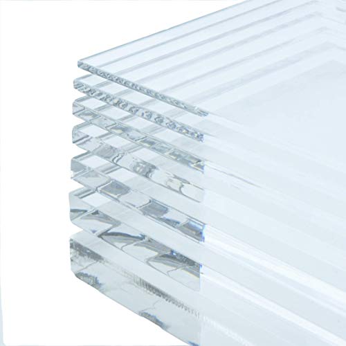 in-outdoorshop Placa de cristal acrílico PMMA para cortar transparente, grosor del material y tamaño a elegir (200 mm x 200 mm, 2 mm de grosor)