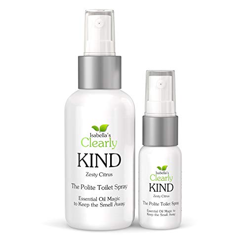 KIND, The Polite Odor Eliminator 'Before you Poop' Toilet Spray | Pre Poo Essential Oil Magic Keeps the Smell Away | 120ml for Bathroom + 30ml Travel Size (Zesty Citrus)