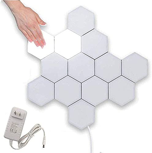 Lámpara hexagonal creativa Geometría LED Iluminación sensible al tacto Las lámparas LED se aplican a la pared para el interior del dormitorio Baño Aplique (blanco frío 3 piezas)
