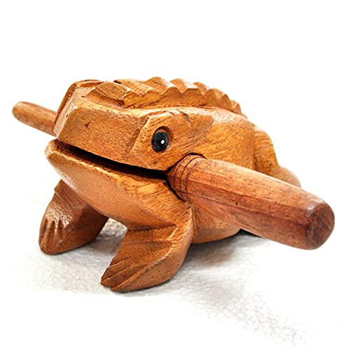 CHOUDOUFU Estatua Escultura Adorno Madera Lucky Frog Toy Animal Money Frog Clackers Instrumento Musical Percusión Adornos para El Hogar Juguetes para Niños Decoración De Arte para El Hogar