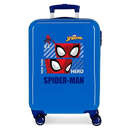 Marvel Spiderman Hero Maleta de Cabina Azul 38x55x20 cms Rígida ABS Cierre de combinación Lateral 34L 2 kgs 4 Ruedas Dobles Equipaje de Mano