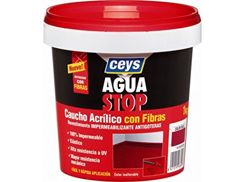 Aguastop ceys M92283 - Impermeabilizante aquastop caucho acrilico con fibras rojo 1 kg