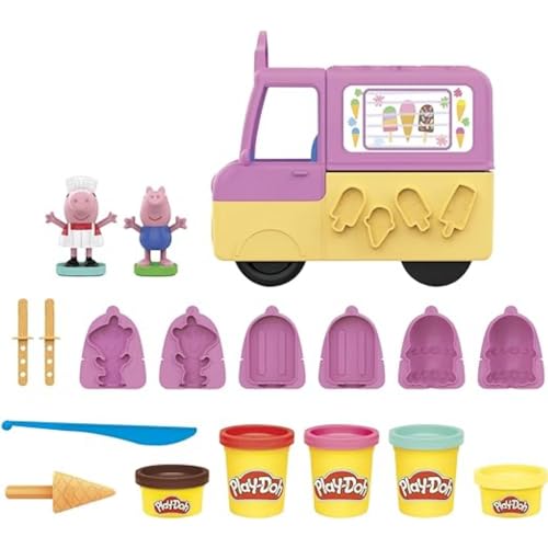 Play-Doh - Camión de Helados de Peppa Pig - Figuras de Peppa y George y 5 Botes