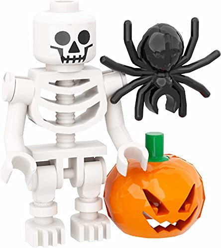 LEGO Minifigura de esqueleto con calabaza y araña de Halloween