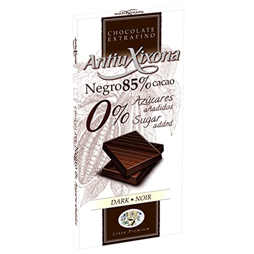 Antiu Xixona Premium - 85% Cacao 0% Azúcares Añadidos, Chocolate Negro, 100 Gramos