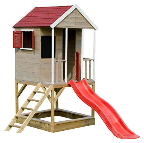 Wendi Toys M7 Summer Adventure House Casita Infantil de Madera en Plataforma para Exterior | Caseta Juegos niños Infantil de Madera casita para jardín