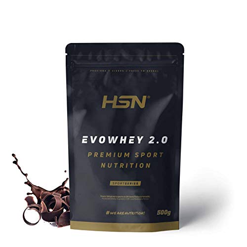 Concentrado de Proteína de Suero de HSN Evowhey Protein 2.0 | Sabor Chocolate 500 g = 17 Tomas por Envase | Whey Protein Concentrate | No-GMO, Vegetariano, Sin Gluten ni Soja