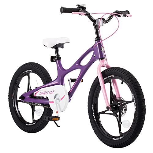 RoyalBaby Bicicleta Infantil para niños y niñas Bicicletas Infantiles Space Shuttle Ruedas auxiliares Bicicleta para niños Magnesio Bicicleta de Niño 18 Pulgadas Purple