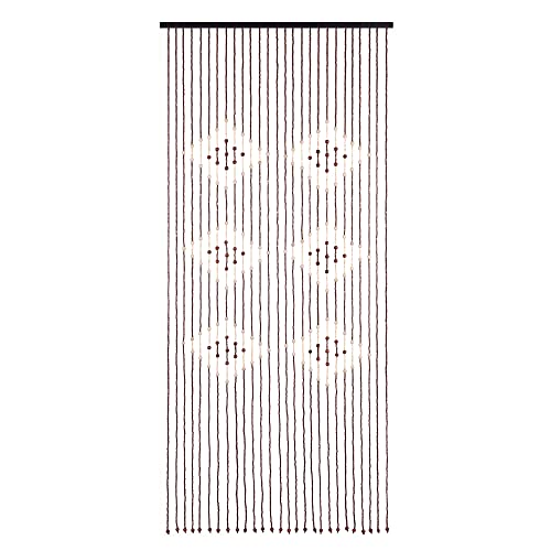Navaris Cortina de Cuentas - Cortinas de Tiras para Puertas 90 x 200 cm - Cortina de Puerta Interior de bambú - Fácil instalación sin Agujeros