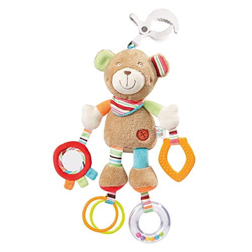 Fehn peluche de juguete de actividades - juguete de actividades motoras para cochecitos, cunas y portabebés para morder, agarrar y hacer ruidos - para bebés y niños a partir de 0+ meses