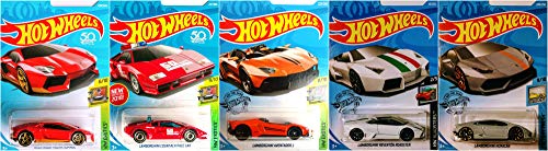 Hot Wheels Lamborghini - Juego de 5 coches, incluye Huracan Reventon Aventador J Countach Avendator Miura Homage versión 3